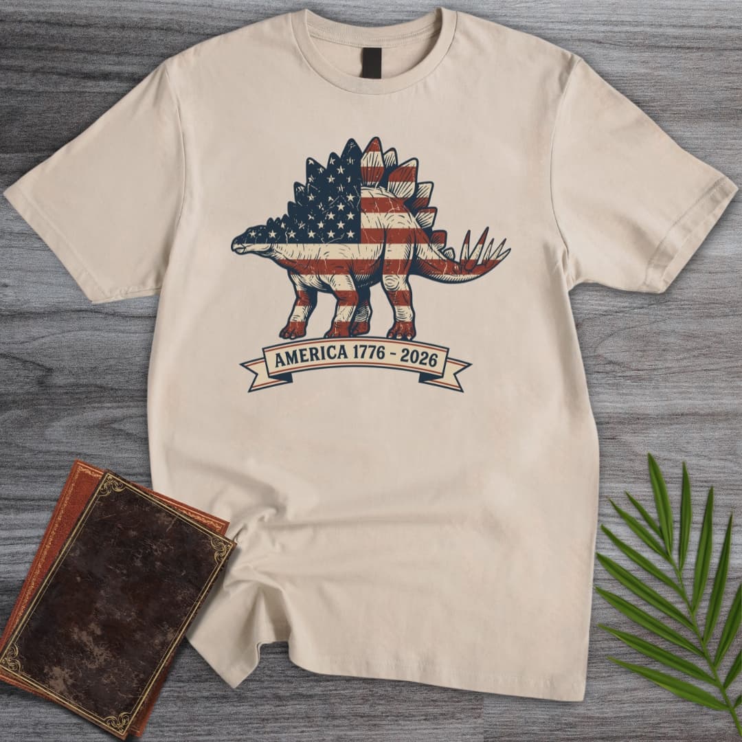 Americas 250th Heritage Plate Stegosaurus T-Shirt