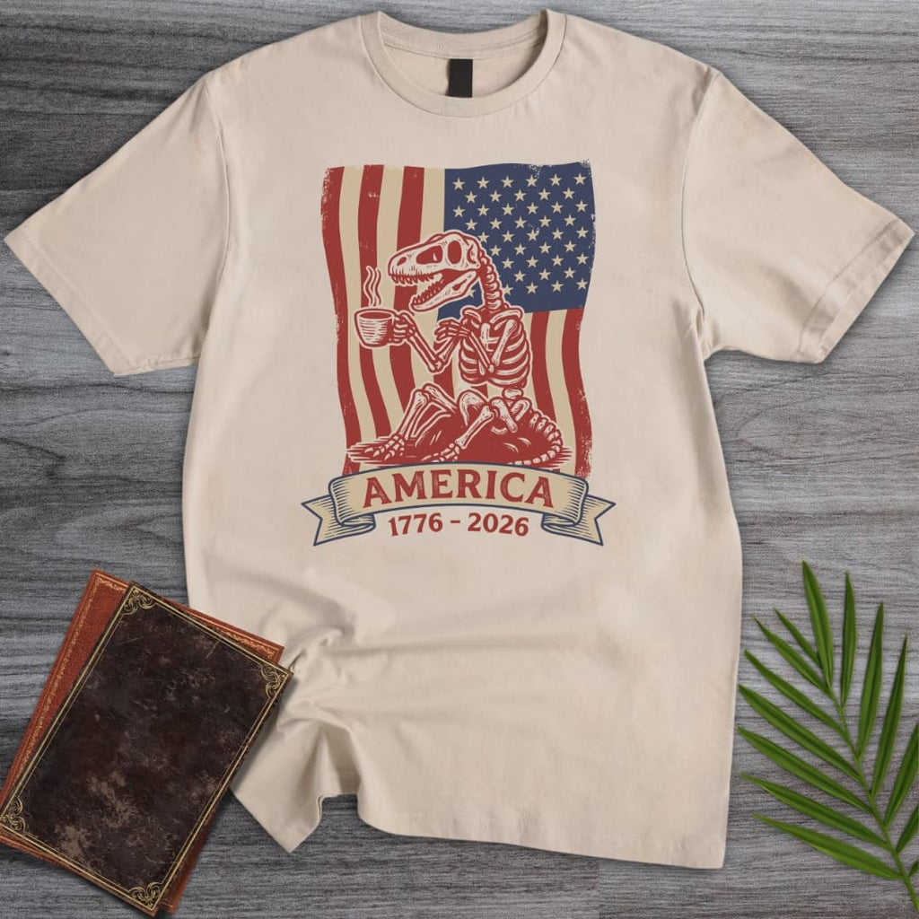 Coffee T-Rex Skeleton Americas 250th T-Shirt