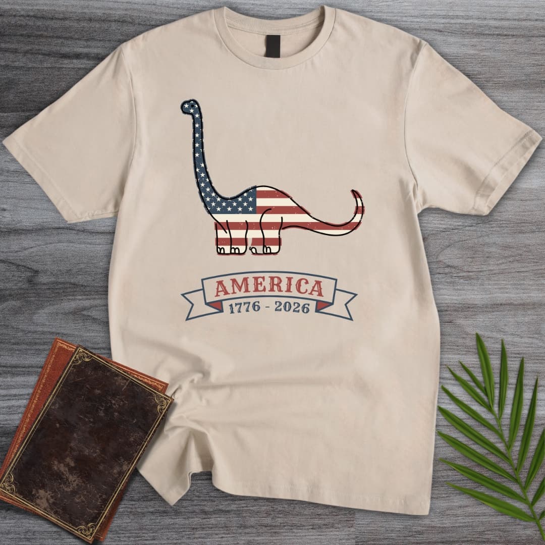 Patriotic Brachiosaurus Americas 250th T-Shirt