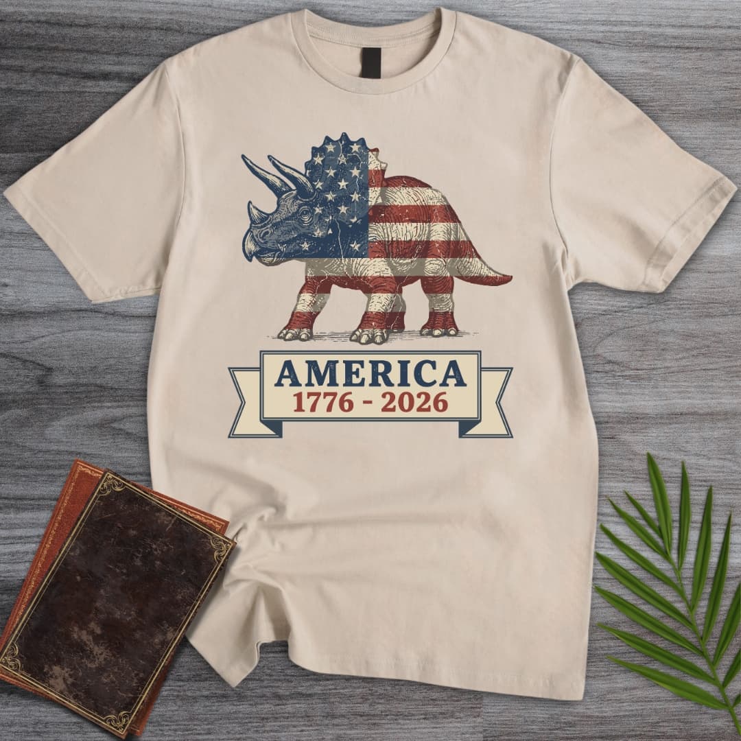 Patriotic Triceratops Americas 250th T-Shirt