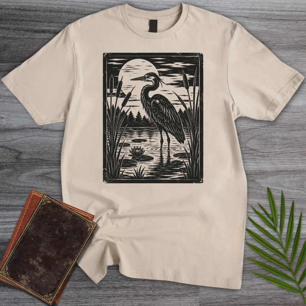 Vintage Blue Heron Moon T-Shirt