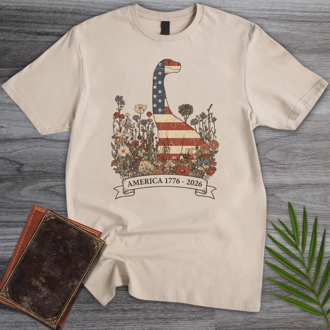Wildflower Brachiosaurus Americas 250th T-Shirt