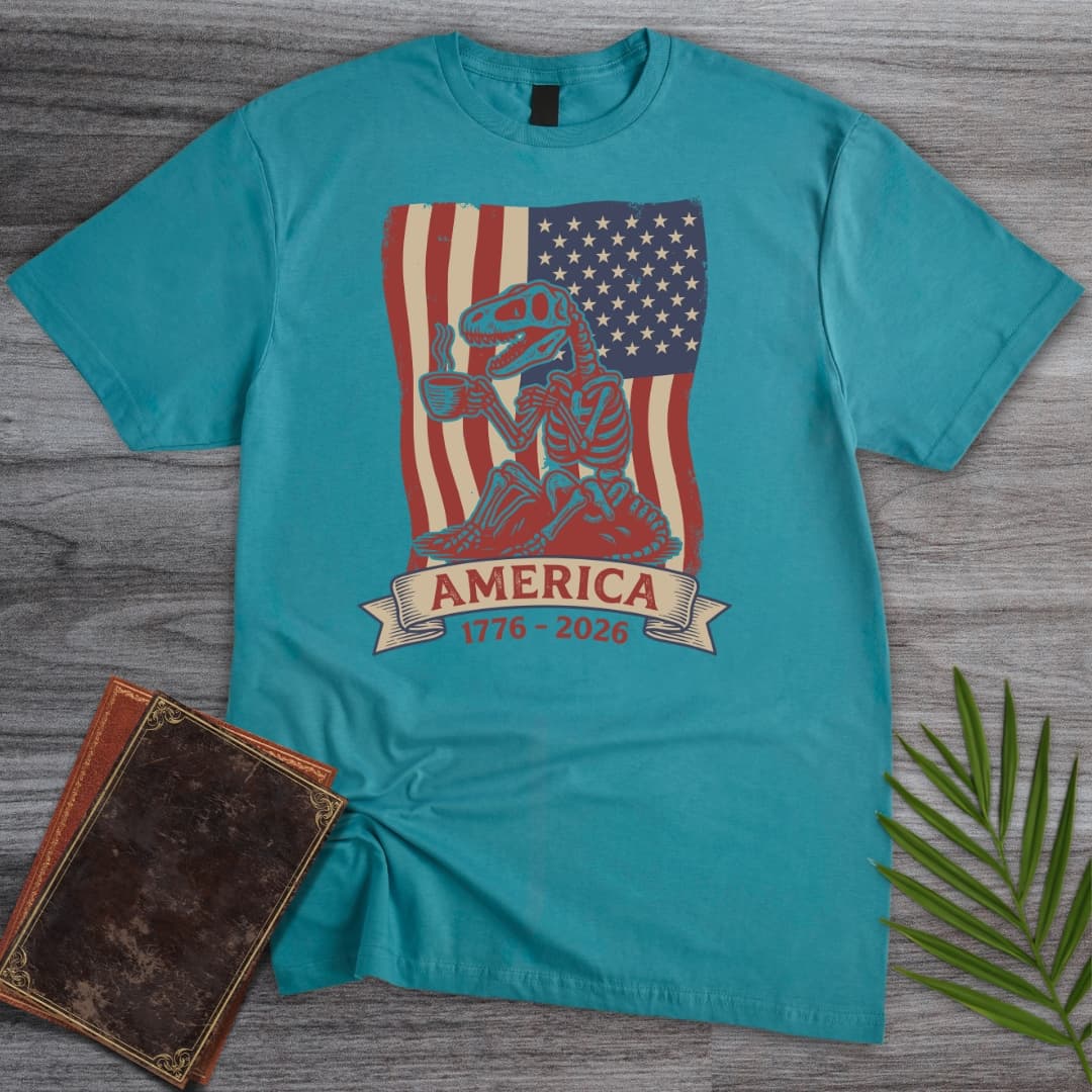 Coffee T-Rex Skeleton Americas 250th T-Shirt