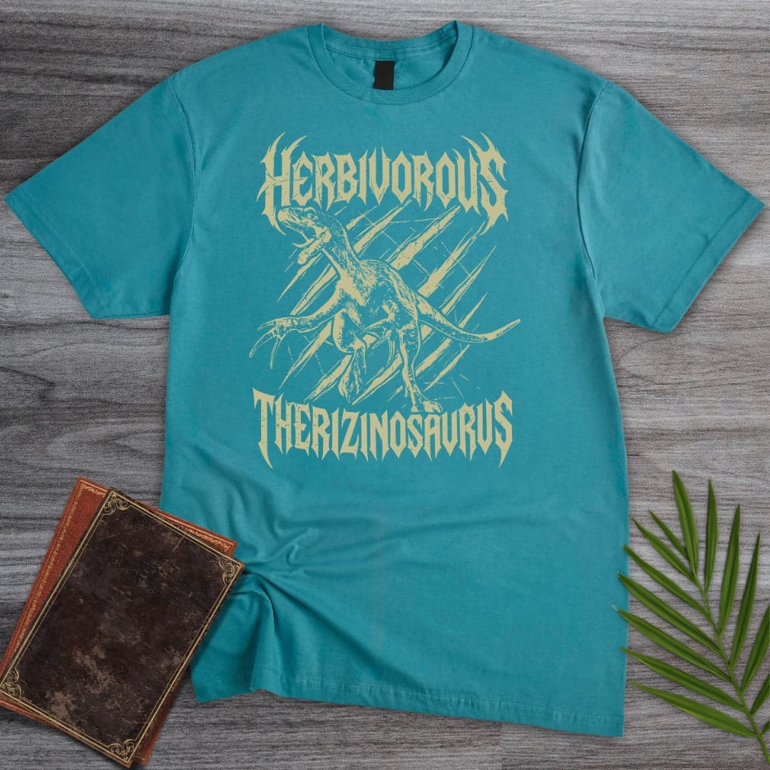 Herbivorous Metal Therizinosaurus T-Shirt