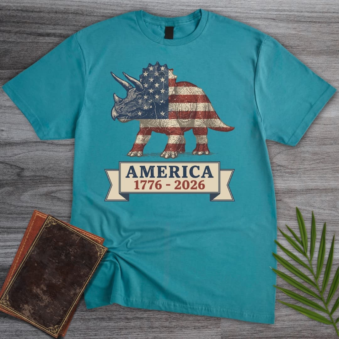 Patriotic Triceratops Americas 250th T-Shirt
