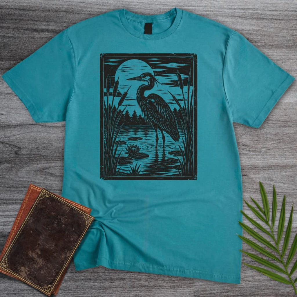 Vintage Blue Heron Moon T-Shirt