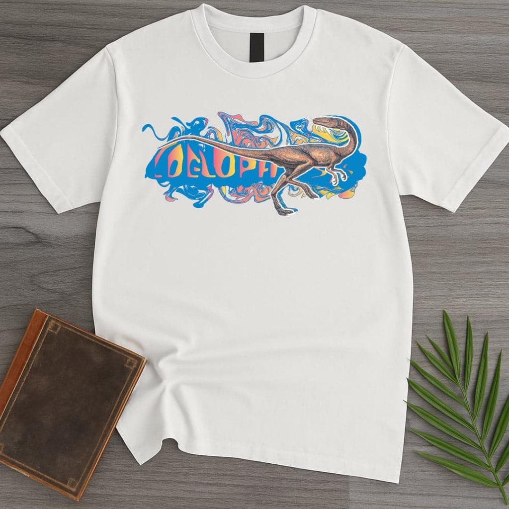 Triassic Melt Coelophysis Blue T-Shirt