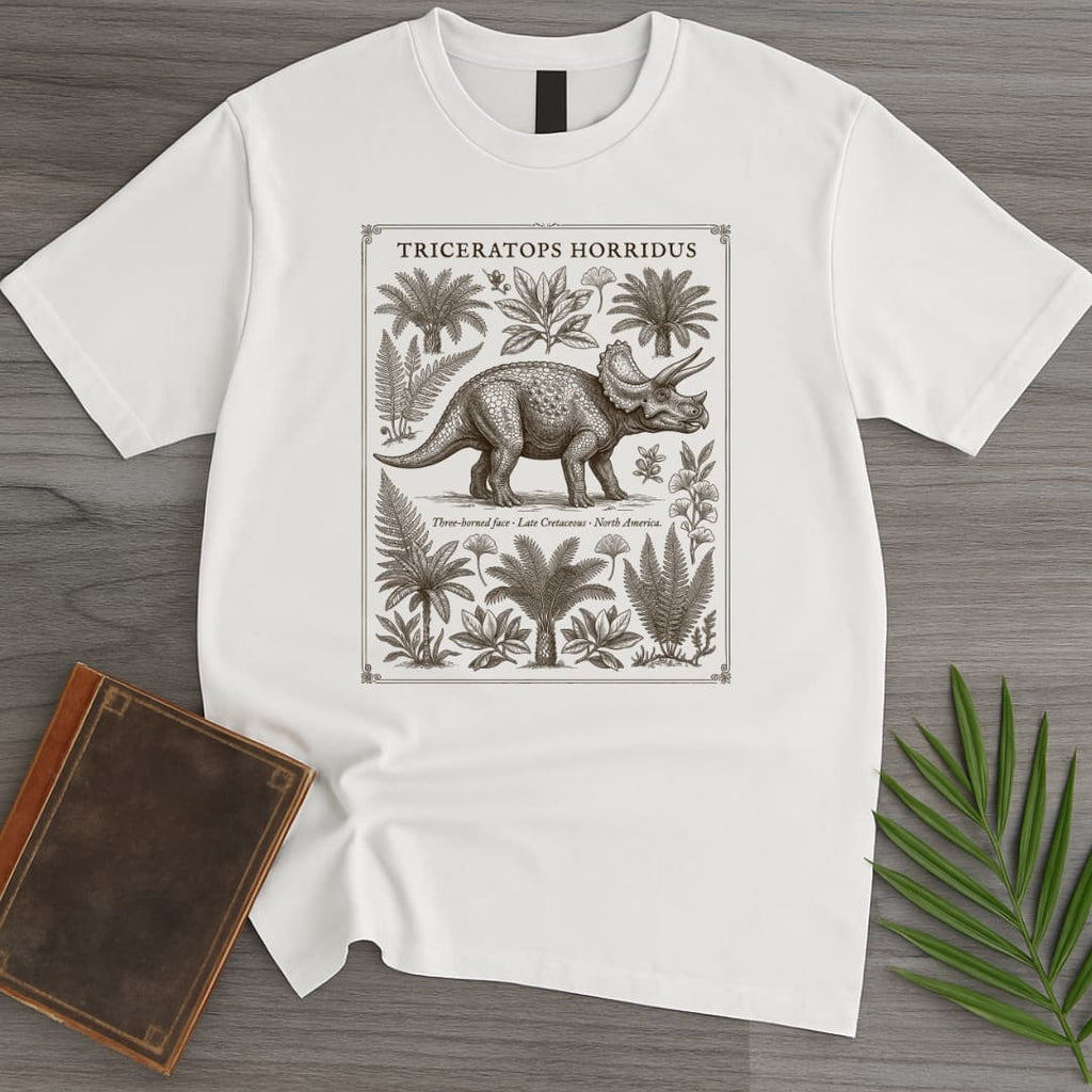 Triceratops Botanical Plate T-Shirt