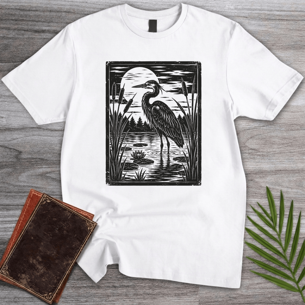 Vintage Blue Heron Moon T-Shirt