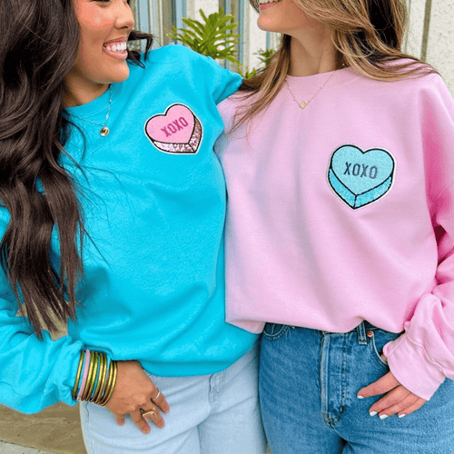 'XOXO Candy Heart' Chenille Letter Patch Crewneck product image 1